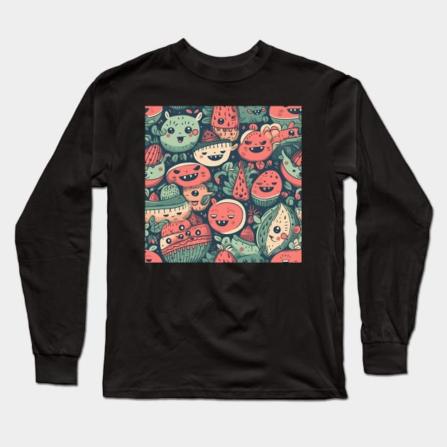 Goofy Expressive Watermelons Long Sleeve T-Shirt by Kamin42